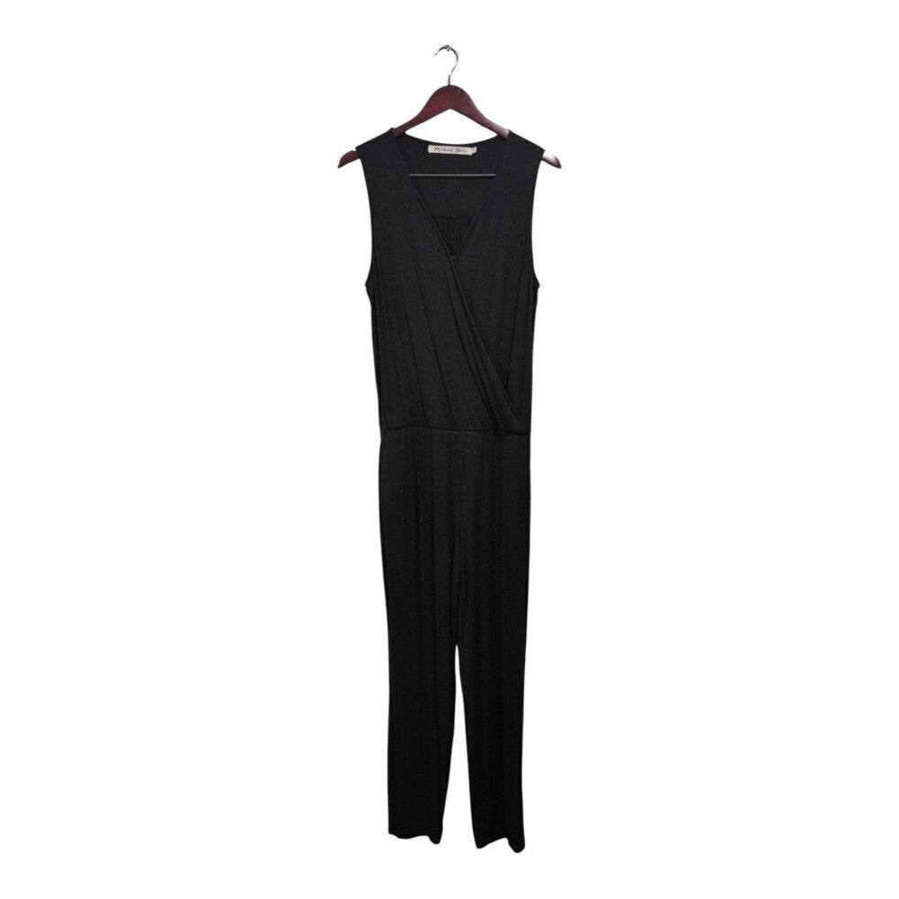 Michael Stars Women's Tank Top Black Jumpsuit Romper V-Neck Straight Leg Sz M